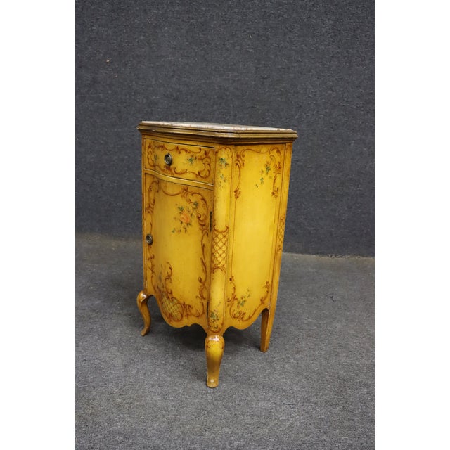 Late 20th Century Italian Painted Nightstand With Marble Top by Ny Galleries For Sale - Image 5 of 13