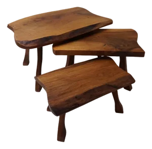 Brutalist Wabi Sabi Tree Trunk Nesting Tables, Holland, 1960s, Set of 3