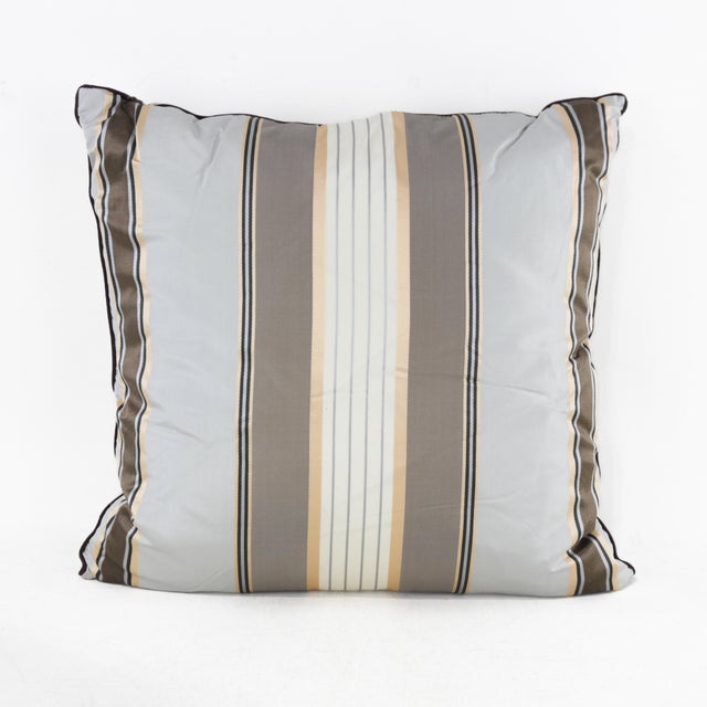 Art Deco Neutral Stripe Pattern Throw Pillow in Beige and Gray For Sale - Image 3 of 10