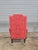 Wood Baker Mahogany Queen Anne Style Wing Chair Damask Needlepoint Fabric For Sale - Image 7 of 10