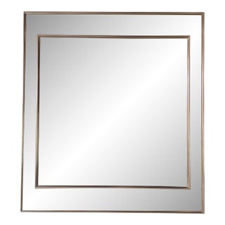 1980s La Barge Style Geometric Beveled Wall Mirror With Brushed Aluminum Frame For Sale