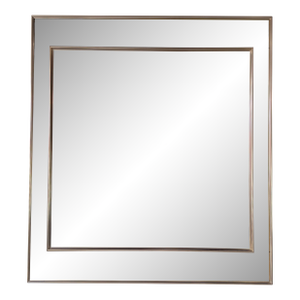 1980s La Barge Style Geometric Beveled Wall Mirror With Brushed Aluminum Frame