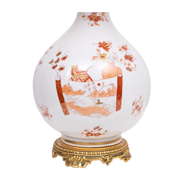 White Large Hand Painted Chinoiserie Table Lamps, France, 1950s, Set of 2 For Sale - Image 8 of 11