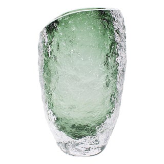 Emerald Crystalized Glass Vase- Large For Sale