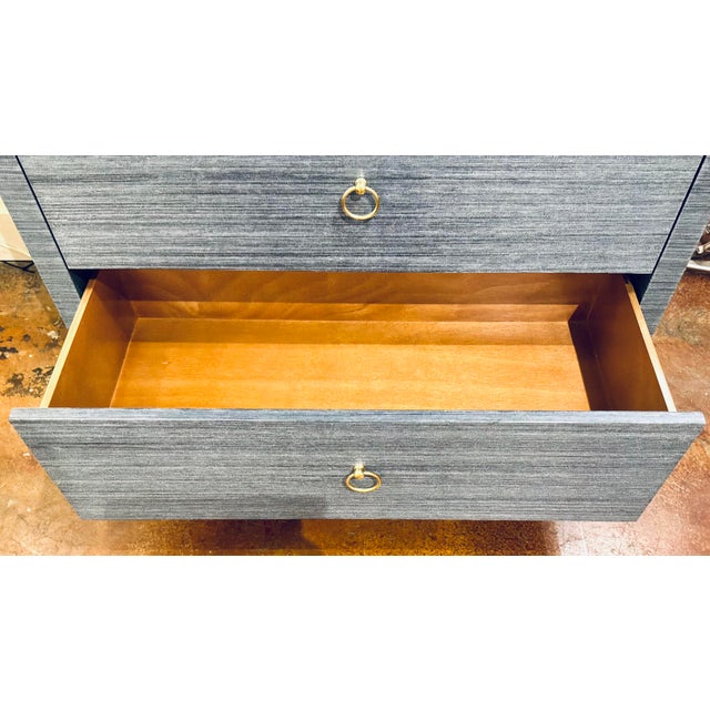 2020s Villa and House Asian Modern Blue Grasscloth Tall Ming Chest of Drawers For Sale - Image 5 of 9