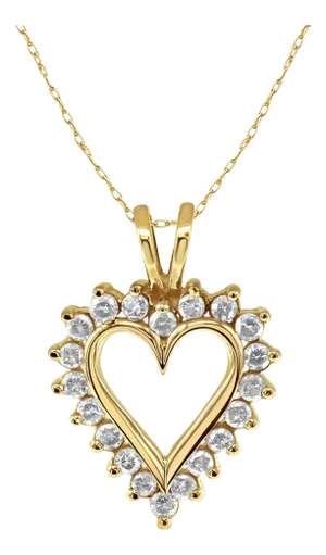 Diamond Cutout Heart Necklace 14k Yellow Gold 16"