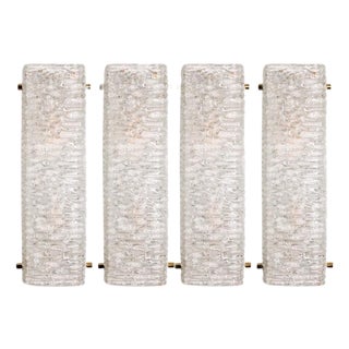 Structured Wave Glass and Brass Wall Light from Kaiser, 1970s For Sale