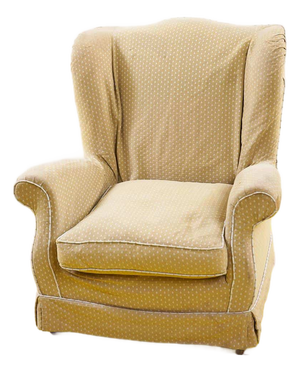 Vintage Wooden Armchair Covered in Fabric