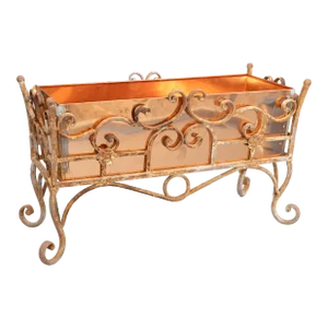 19th Century French Wrought Iron Jardiniere or Wine Cooler With Custom Copper Liner