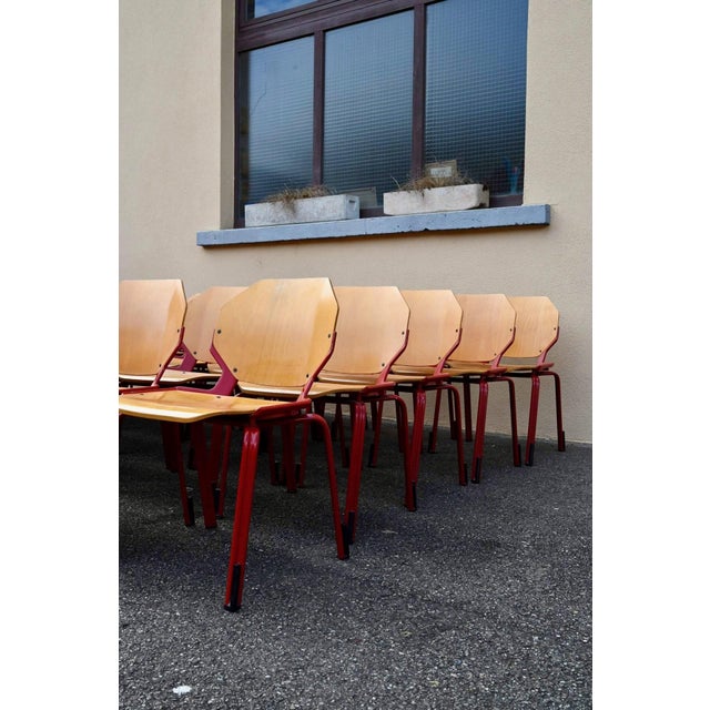 Postmodern Series 34 Rio Chairs in Red Wood from Fröscher, 1985 For Sale - Image 14 of 18