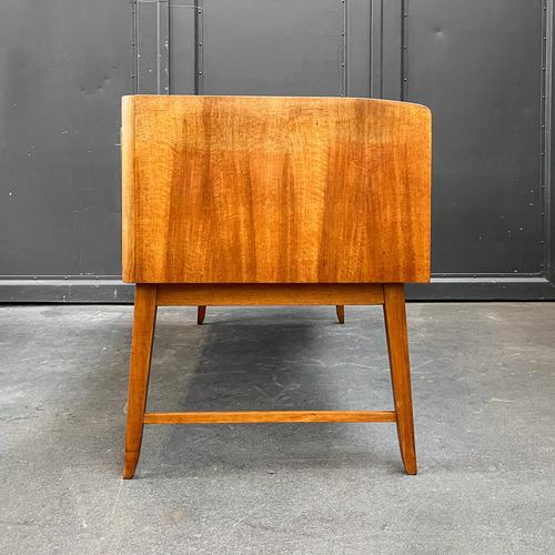 Brown Mid-Century Walnut Veneer Desk For Sale - Image 8 of 18