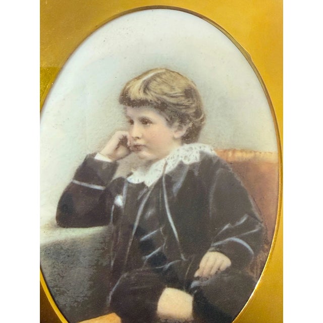 Antique 19th Century Original Miniature Young Boy Painting on Porcelain Portrait For Sale - Image 4 of 11