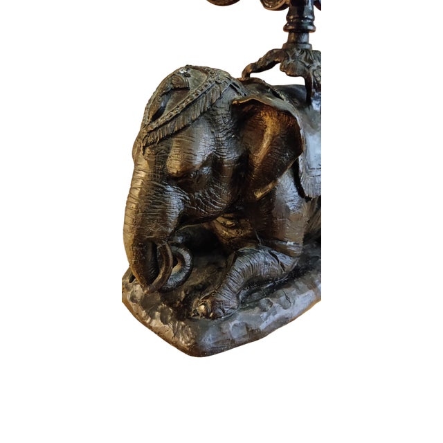 Mid 20th Century Vintage Ornate Bronze Four-Arm Elephant Candelabra For Sale - Image 5 of 8