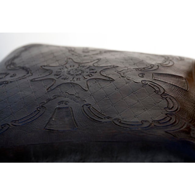 Pair of Antique European Ochre Chairs With Leather Seats For Sale - Image 11 of 12