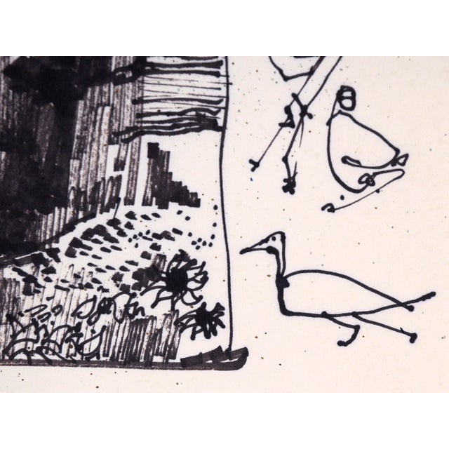 American Desert Sunflowers & Petroglyphs - Line Drawing Landscape in Ink on Paper by Laurence Sisson For Sale - Image 3 of 9