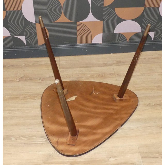 Kidney-Shaped Cocktail Table with Pink Formica Top and Brass Details, 1950s For Sale - Image 10 of 11