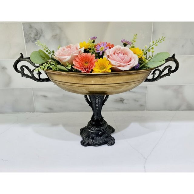 Rococo-Style Mixed Metal Compote Centerpiece For Sale - Image 4 of 10