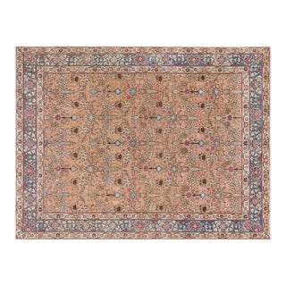 Terracotta Antique Persian Tabriz Rug For Sale