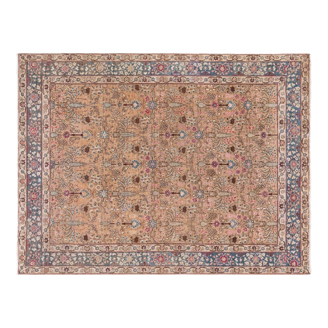 Terracotta Antique Persian Tabriz Rug For Sale