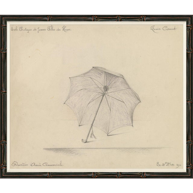 Black & White Umbrella Sketch Framed Art Print For Sale