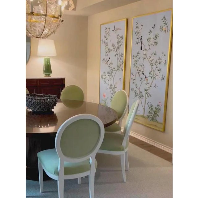 Not Yet Made - Made To Order 20" *40"/Panel, a Set of 2 Panels Blue Chinoiserie Printed Wallpaper Panels, Tea Paper For Sale - Image 5 of 6