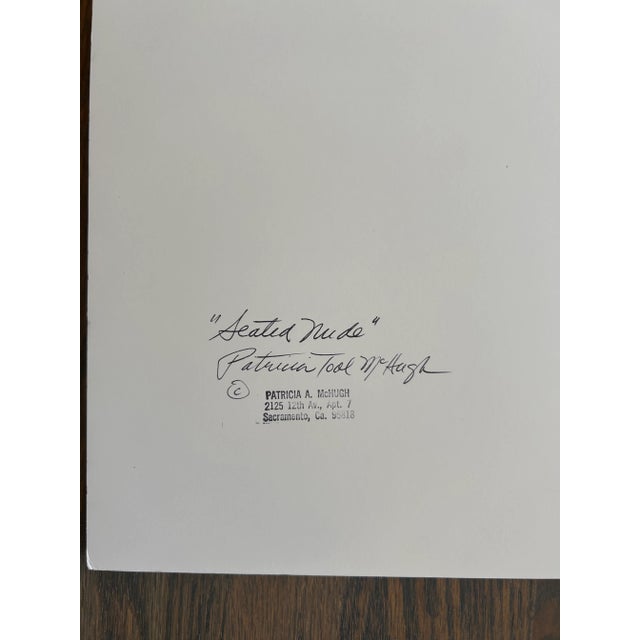 Mid 20th Century Vintage Seated Nude Woman Watercolor Painting For Sale - Image 5 of 6