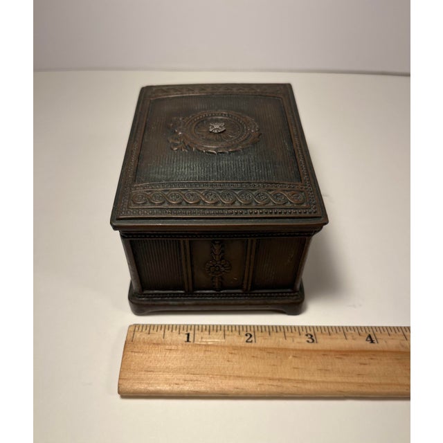 Brown Antique 19th Century Jennings Brothers Jb 1880 Ornate Metal Trinket Box For Sale - Image 8 of 9