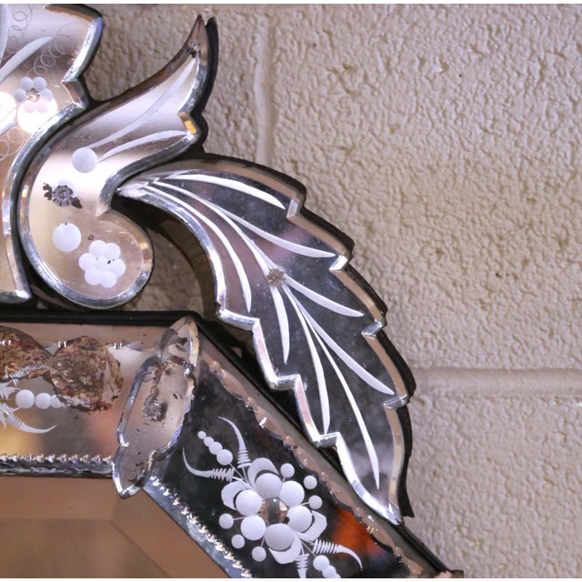 Glass Early 20th Century Venetian Murano Style Beveled Etched Mirror For Sale - Image 7 of 10