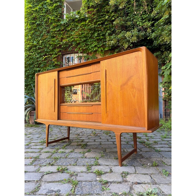 Teak Highboard with Display Case & Minibar, Denmark For Sale - Image 9 of 11
