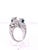 Silver 18k Gold Double Parrot Cocktail Ring With Diamonds and Onyx, France, Size 6.5 For Sale - Image 8 of 12