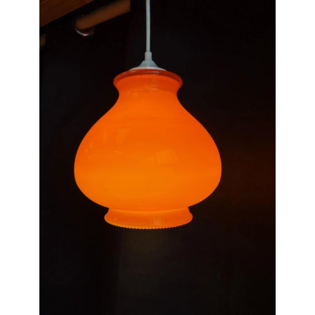 1970s Vintage Orange Opaline Pendant Light, 1970s For Sale - Image 5 of 9
