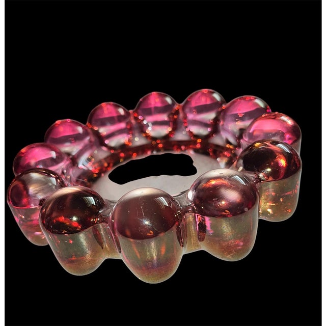 Mid-Mod Boopie Bubble Rim Tinted Pink Glass Ashtray Catchall For Sale In Dallas - Image 6 of 6
