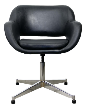 Vintage Italian Black Leatherette and Chrome Swivel Chair, 1970s