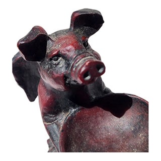 Red Boxwood Japanese Netsuke Pig Figurine For Sale