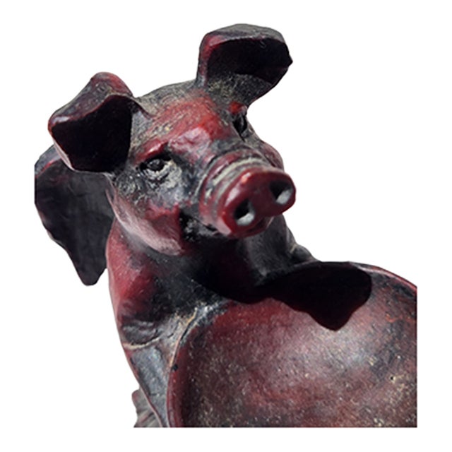 Red Boxwood Japanese Netsuke Pig Figurine For Sale