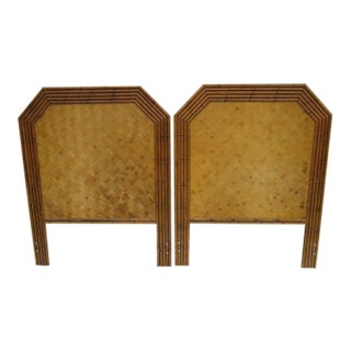 1970s Hollywood Regency Faux Bamboo Caramel Twin Headboards - a Pair For Sale