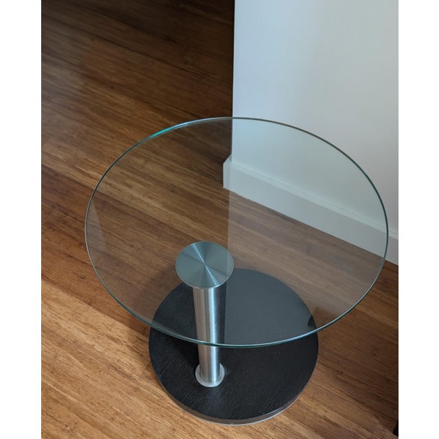 Discontinued Elite Manufacturing / Elite Modern “Disco” glass cocktail and end table set, attributed to designer Antonio...