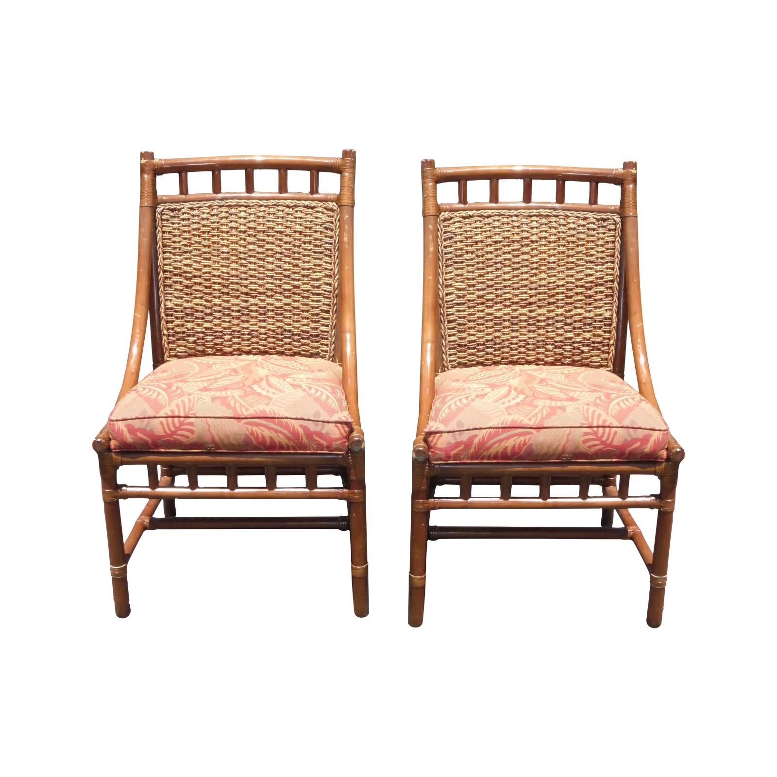 Vintage Rattan Wicker Lounge Chairs Pair Chairish