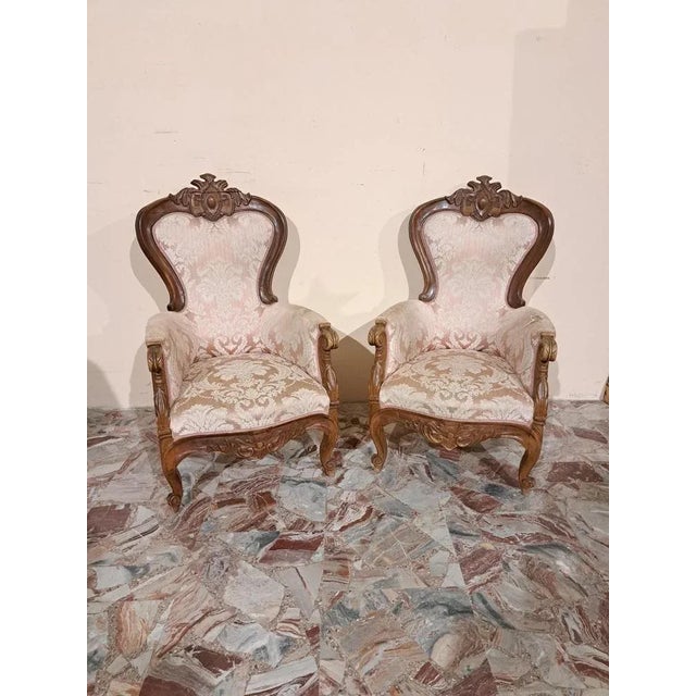 Wood Set of Italian Armchairs, 19th Century For Sale - Image 7 of 7