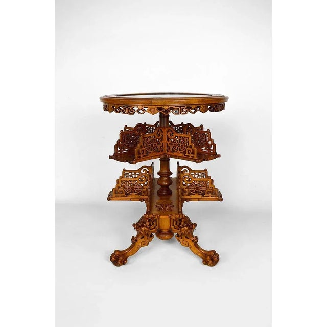 Japonaiserie Pedestal Table with Shelves Attributed to Gabriel Viardot, 1880s For Sale - Image 4 of 18