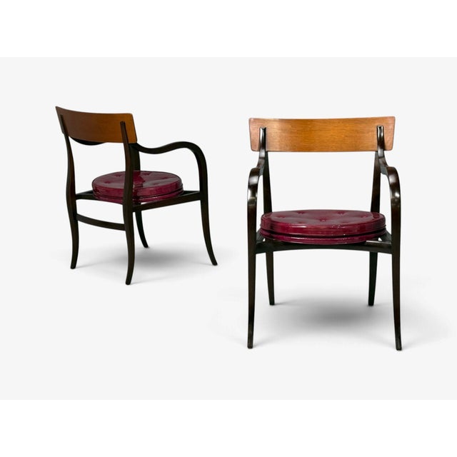 1960s Edward Wormley, Alexandria Armchairs, Mahogany, Walnut, United States, 1960s For Sale - Image 5 of 14