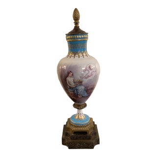 Late 19th Century Sevres Style Hand Painted Urn For Sale