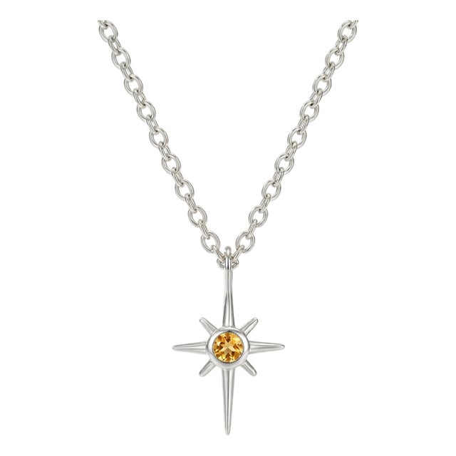 Citrine Starburst Pendant, Northern Star Celestial Pendant for Woman For Sale