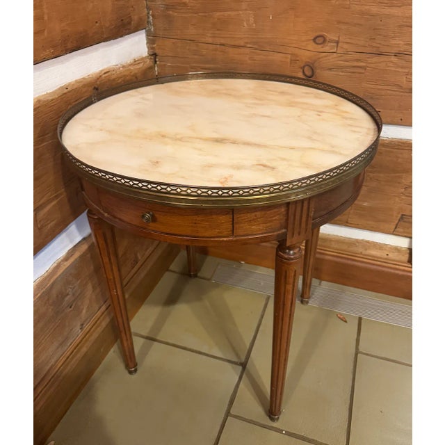 French 1900s Antique French Louis XVI Mahogany Marble Table For Sale - Image 3 of 5