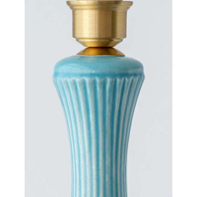 Tall Vintage Casa Pupo Turquoise Botanical Ceramic Table Lamp, 1960s For Sale - Image 15 of 18