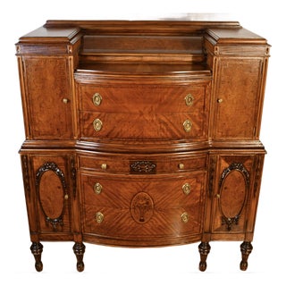 1900s Antique French Louis XVI Satinwood Inlay High Dresser / Chest of Drawers For Sale