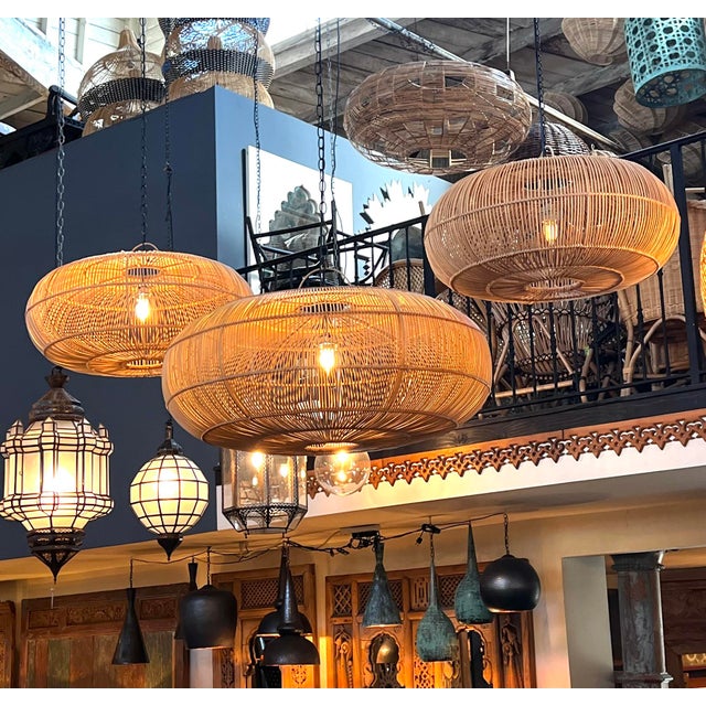 2020s Modern Coastal Ubud Rattan Pendant Light Medium For Sale - Image 5 of 7