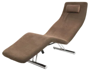 Mid-Century Brown Fabric and Chrome Steel Chaise Longue, 1980s