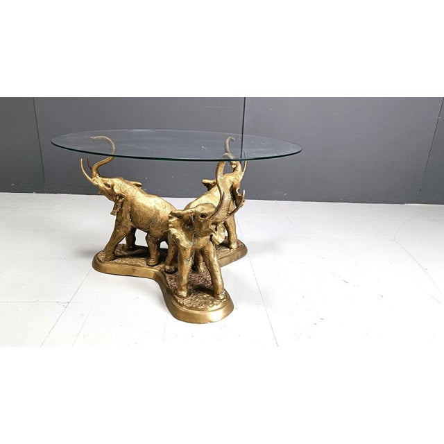 Hollywood Regency Vintage Brass Elephant Coffee Table, 1970s For Sale - Image 3 of 10
