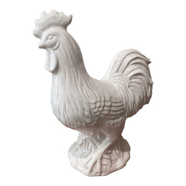 Vintage Collectible Large White Ceramic Rooster Figurine # 51/71 Signed For Sale